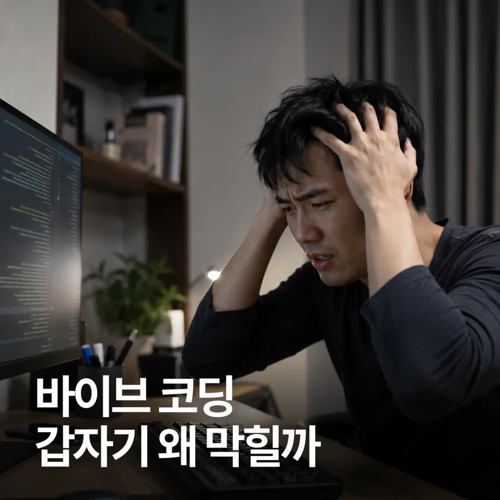 코드 화면 앞에서 머리를 감싸 쥔 남성