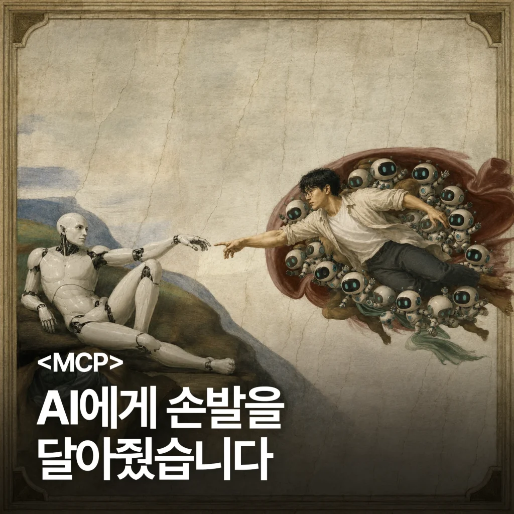 로봇과 사람이 손을 맞대는 MCP 장면